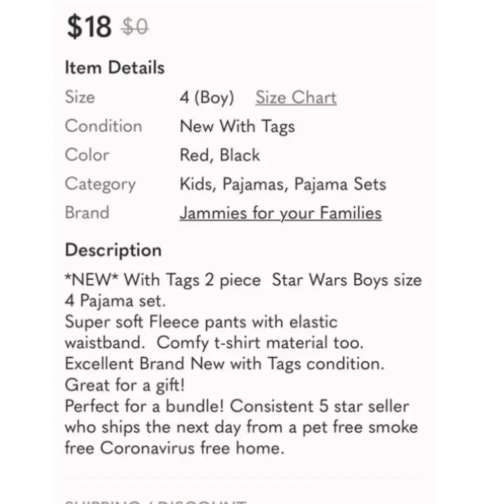 *NEW* Star Wars boys size 4 two piece pj set
